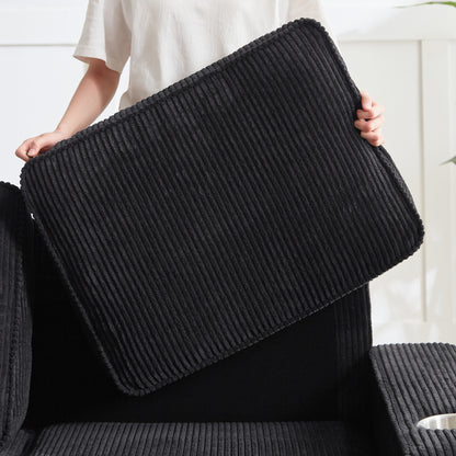 83.86"Corduroy Fabric sofa,Modern Compressed Couch,3-Seater Sofa, Furniture for Living Room,Bedroom,office,Black image 9
