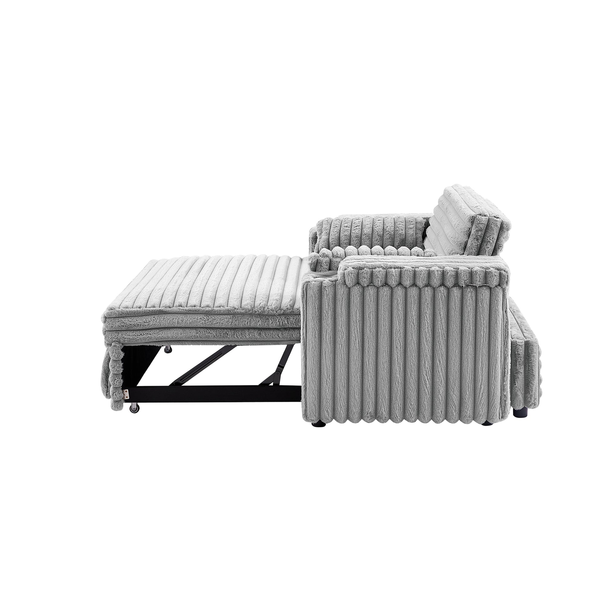 Light Grey Corduroy Sofa Bed with Pull Out Bed image 11
