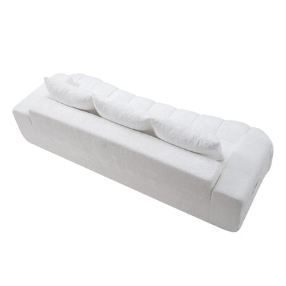100" Extra Large Curved Front Compressed Sectional Sofa, 3-Seat Cloud-Like Boucle Couch with High Resilience Foam, Easy to Move & Ship, Modern Oversized Sofa for Living Room image 6