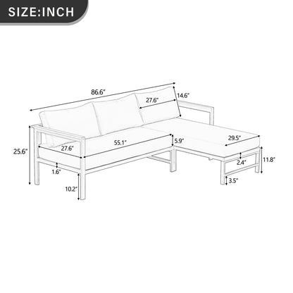 U_style Outdoor L-Shaped Sofa with Iron Frame,Weather-Resistant Patio Sofa Set with Ultra-Thick Cushions,Comfortable Seating for 3,Ideal for Patio, Balcony,and Garden image 10
