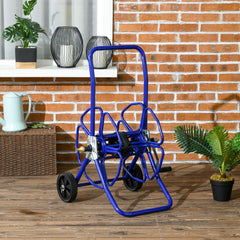 Outsunny Garden Hose Reel Cart, Hold Up to 98' of 5/8" Hose (Hose Not Included), Portable Water Hose Cart with Wheels for Yard, Lawn, Blue