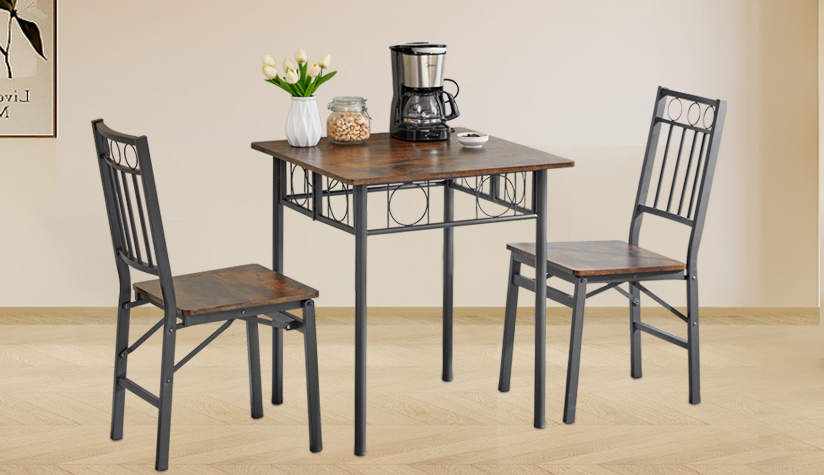 Set of 2 Dining Chairs, Metal & Wood Seat, Folding Retro Modern Style for Dining Room & Kitchen image 3