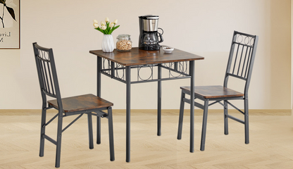 Set of 2 Dining Chairs, Metal & Wood Seat, Folding Retro Modern Style for Dining Room & Kitchen image 3