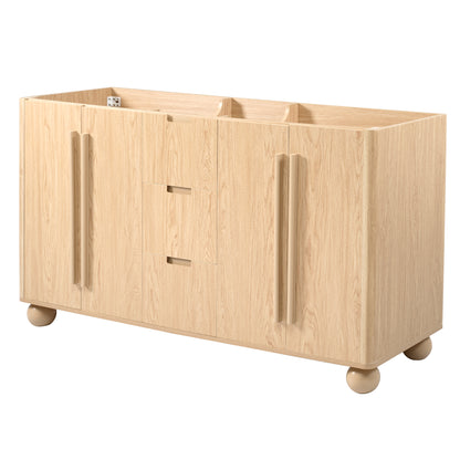 [Cabinet Only] 58.3" Bathroom Vanity Cabinet Only Without Vanity Top, 3 Drawers & 4 Doors, All Soft-Close, Adjustable Shelf, Wood Color image 1
