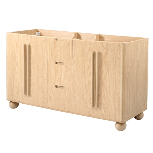 58.3 inch bathroom vanity cabinet front view wood color