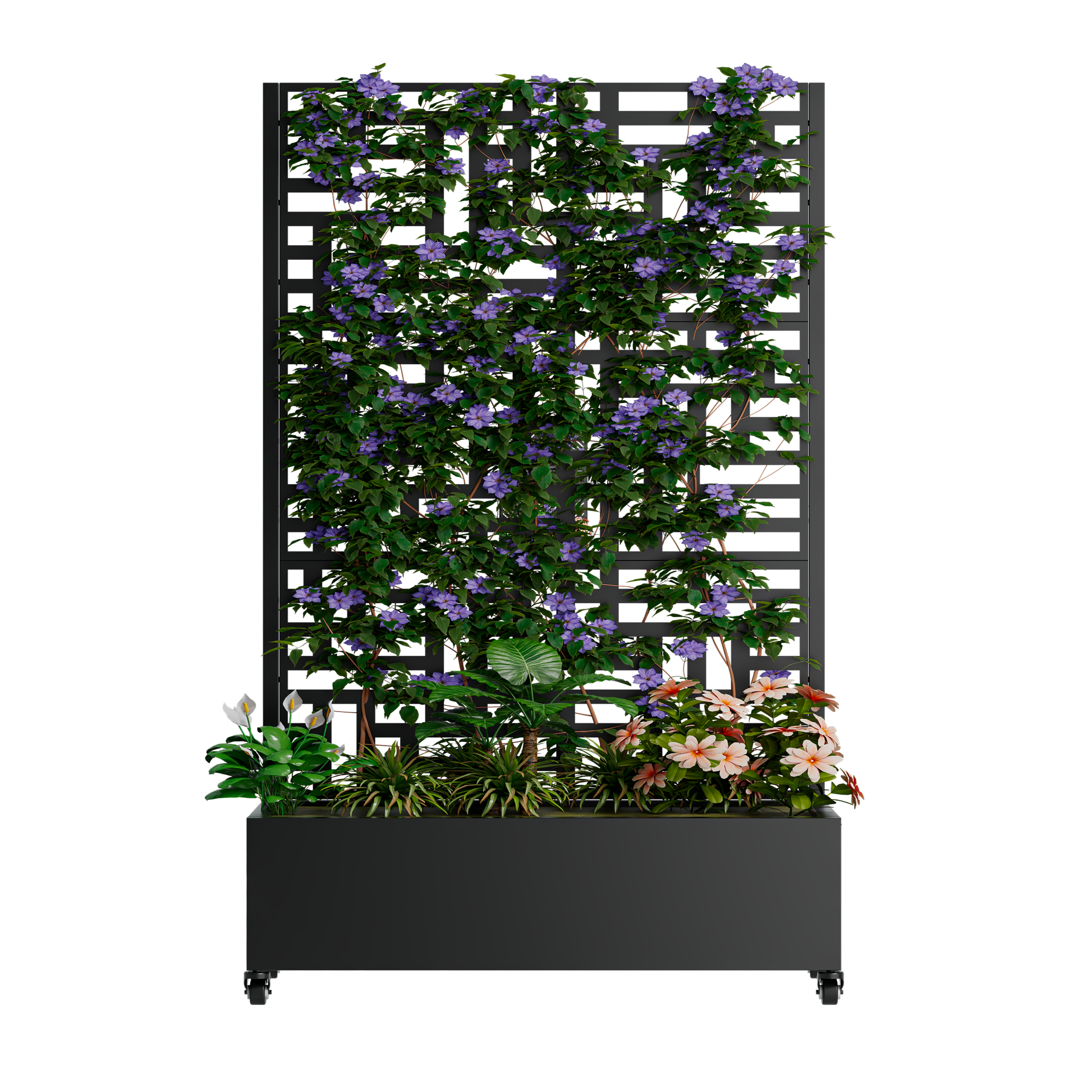 Metal Planter Box with Trellis, 73"x47"x16" Metal Raised Garden Bed with Trellis, Metal Planter Box with Drainage Holes & Lockable Wheels & Privacy Screen for Climbing Plants, Vegetables, Vines image 6