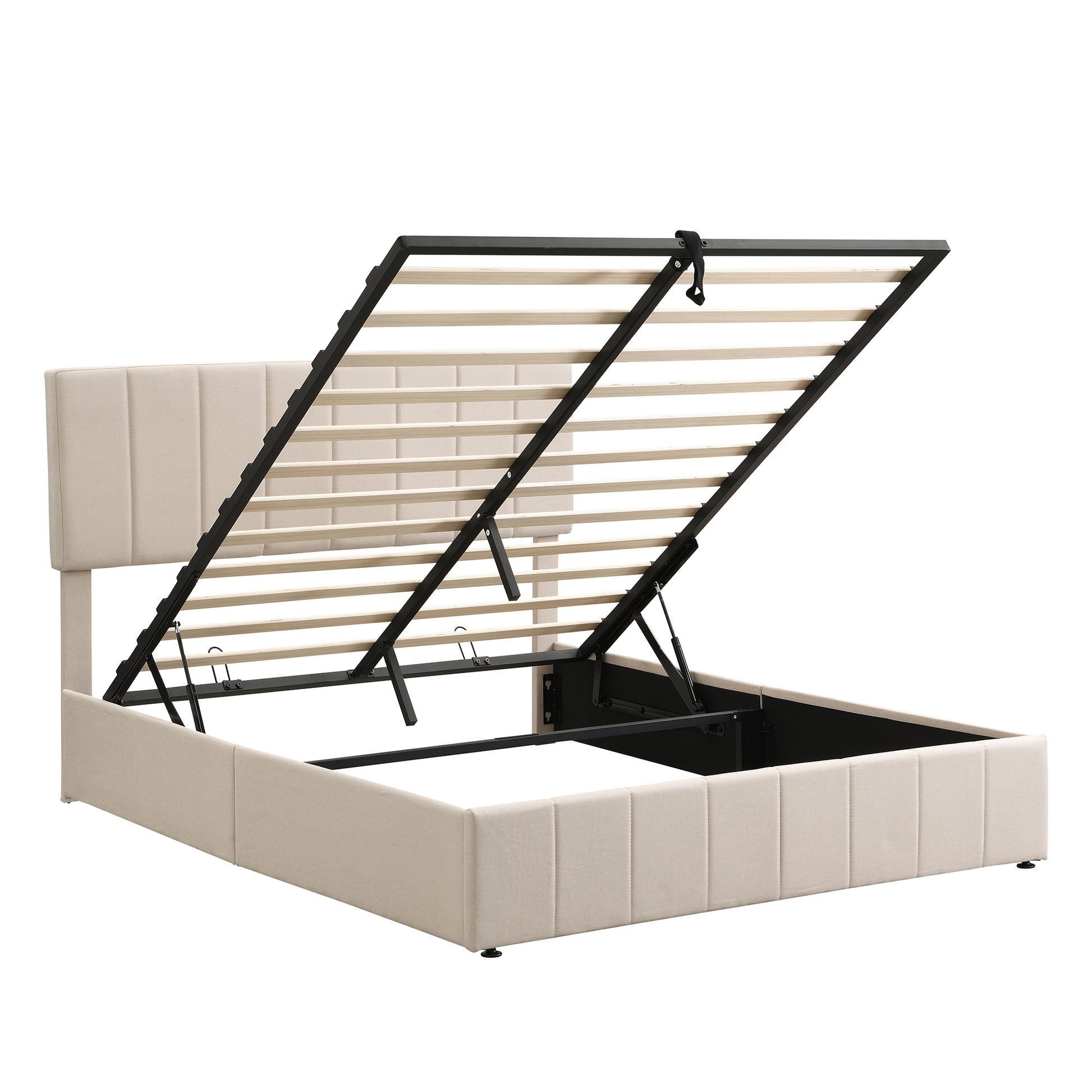 Queen size Upholstered Platform bed with a Hydraulic Storage System - Beige(OLD SKU: LP000211AAA) image 4