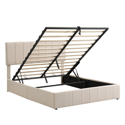 Queen size Upholstered Platform bed with a Hydraulic Storage System - Beige(OLD SKU: LP000211AAA) image 4