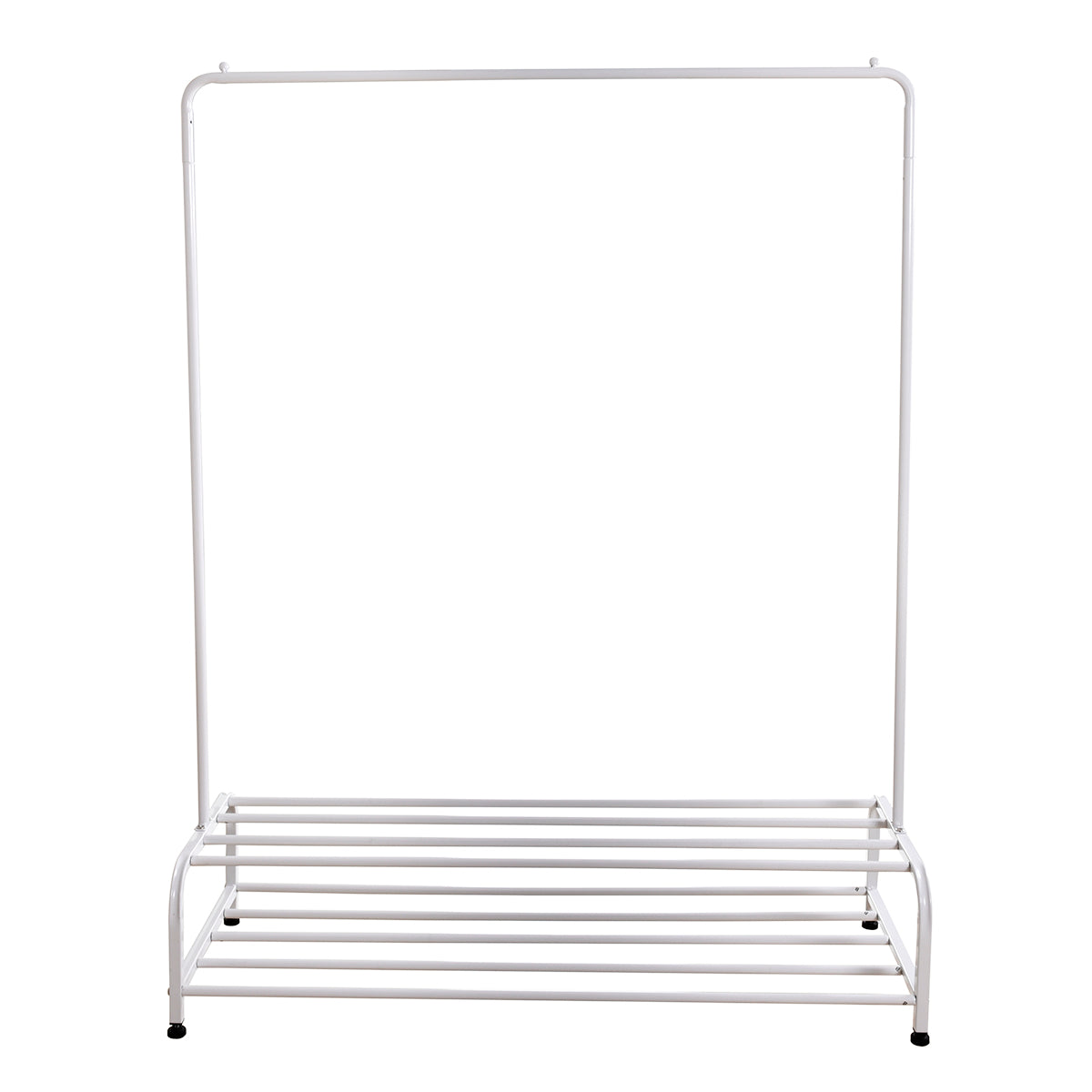 Heavy Duty Garment Rack, Metal Clothes Rack with Bottom Shelf, Standing Coat Rack for Bedroom, Laundry Room, Small Spaces, 47.2"L x 17.7"W, White image 3