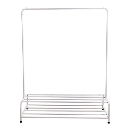 Heavy Duty Garment Rack, Metal Clothes Rack with Bottom Shelf, Standing Coat Rack for Bedroom, Laundry Room, Small Spaces, 47.2"L x 17.7"W, White image 3
