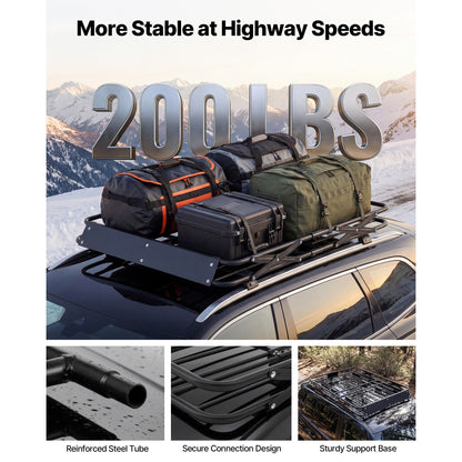 Roof Rack Cargo Basket, 46 x 36 x 4 in, Heavy Duty Roof Top Carrier Basket with Folding Design, 200 lbs Capacity, All-Weather Easy-Install Car Top Luggage Holder, Universal Fit for SUV Truck Car image 11