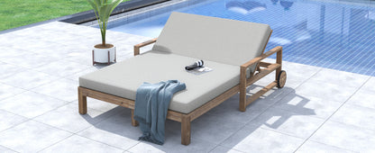 TREXM 1-Piece Farmhouse-styled Wooden Outdoor Sunbed for Ultimate Relaxation Outdoor Daybed Seating 2 People for Poolside, Garden and Backyard (Grey) image 4