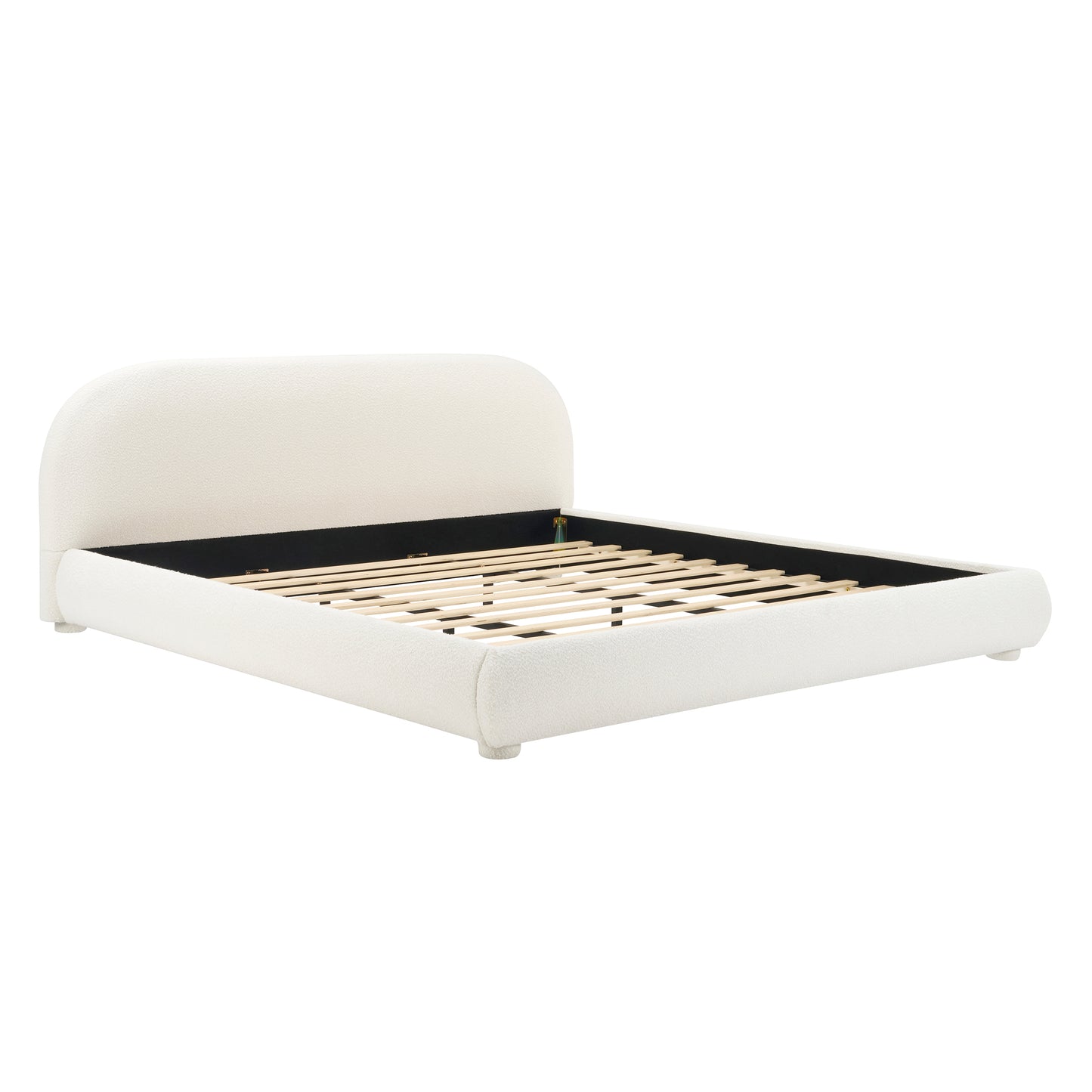 Cream Style Fabric Upholstered Bed, Simple Modern Bedroom Double Bed,King image 6