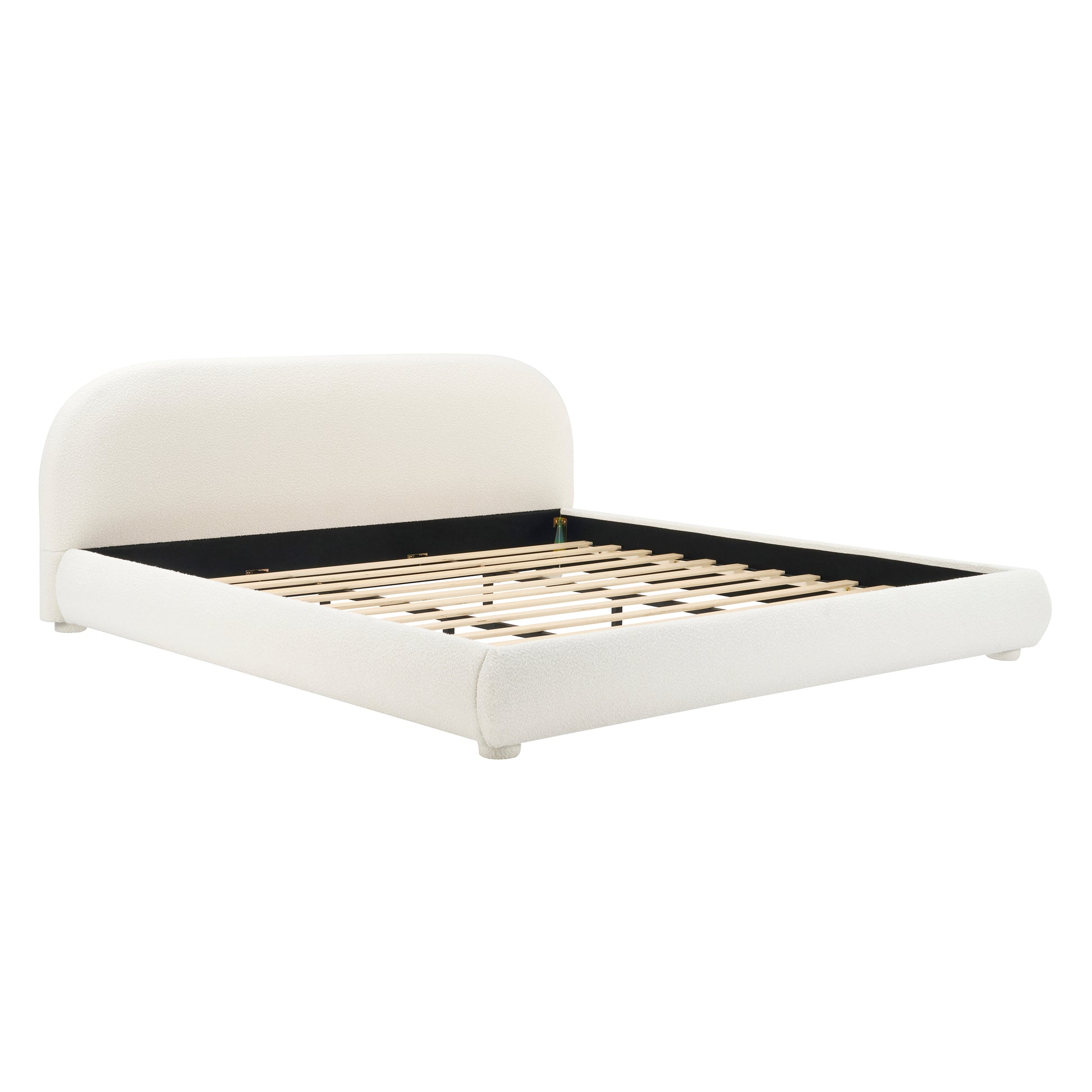 Cream Style Fabric Upholstered Bed, Simple Modern Bedroom Double Bed,King image 6