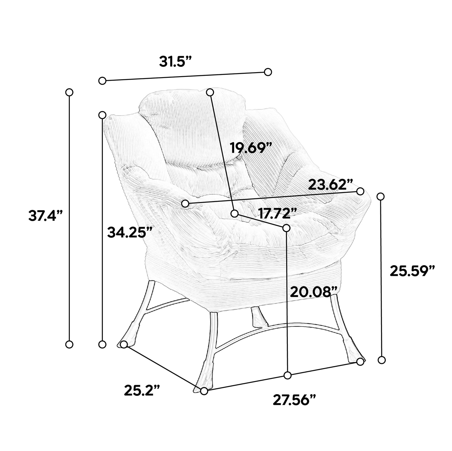 Lazy Chair with Ottoman, Modern Lounge Accent Chair with Armrests and a Side Pocket, Leisure Upholstered Sofa Chair Reading Chair with Footrest for Small Space, Corner Chair-Grey image 11