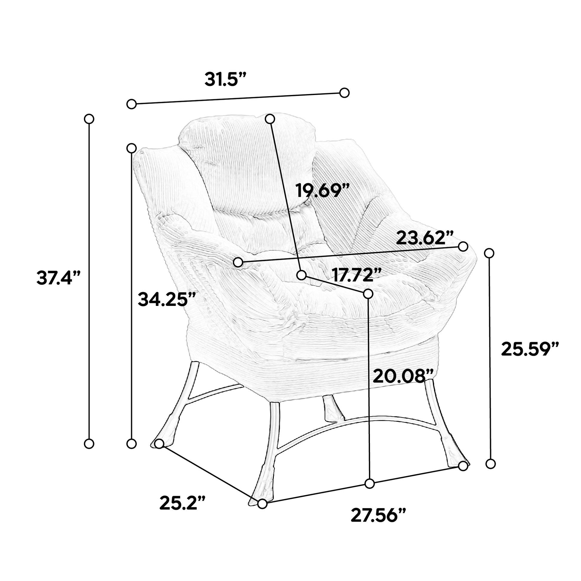 Lazy Chair with Ottoman, Modern Lounge Accent Chair with Armrests and a Side Pocket, Leisure Upholstered Sofa Chair Reading Chair with Footrest for Small Space, Corner Chair-Grey image 11
