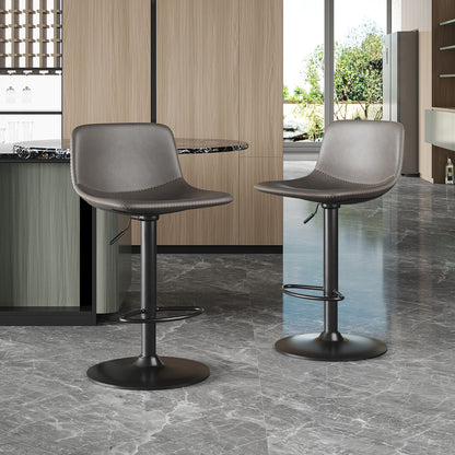 Adjustable Bar Stools Set of 2, Mid Century Modern Swivel Bar Stools, Industrial Bar Height Stools With Back Support Counter Height Bar Chairs Pu Leather Bar Stool for Kitchen Island Rustic Barstools image 4