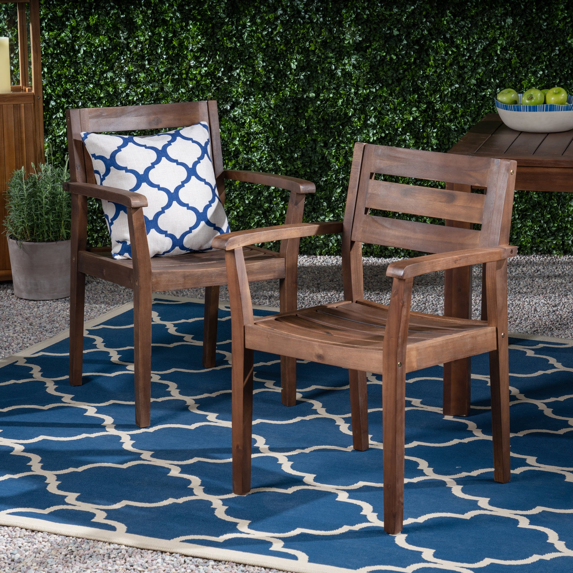 STAMFORD Dining Chairs Set of 2,Acacia Wood Patio Armchair,for Backyard, Poolside, Garden,Dark Brown image 2