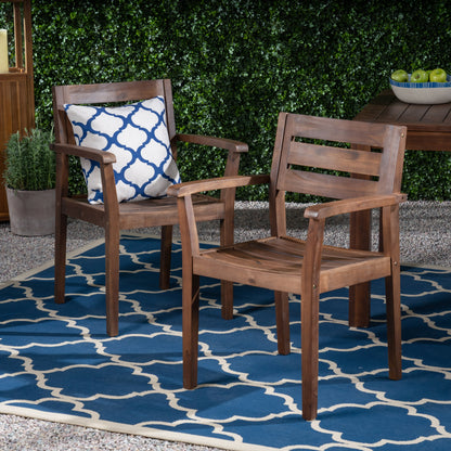 STAMFORD Dining Chairs Set of 2,Acacia Wood Patio Armchair,for Backyard, Poolside, Garden,Dark Brown image 2