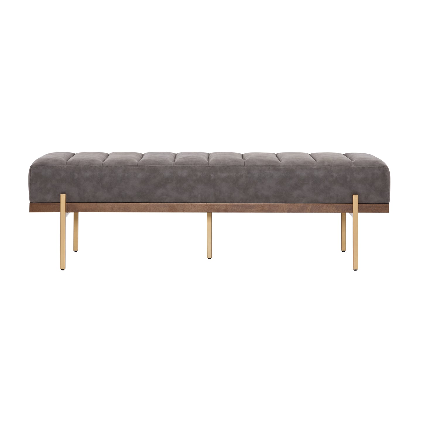 Upholstered Channel Tufted Ottoman Bench Seat with Gold Legs image 2