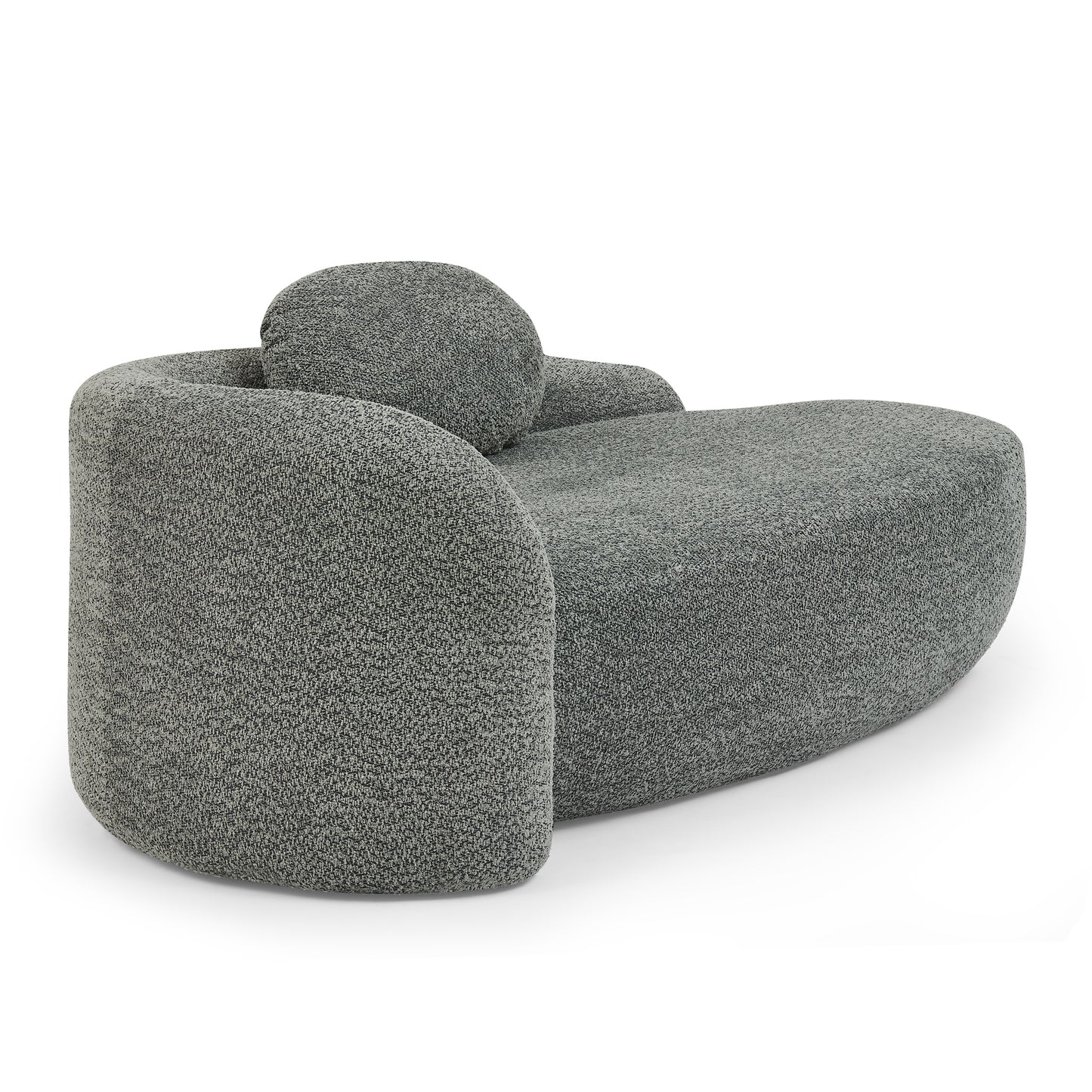 Modern Oval Single Lazy Sofa Chair with Integrated Backrest, Side Armrest and Pillow, Compact Space-Saving Lounge Chair for Living Room Bedroom-Dark Gray image 7