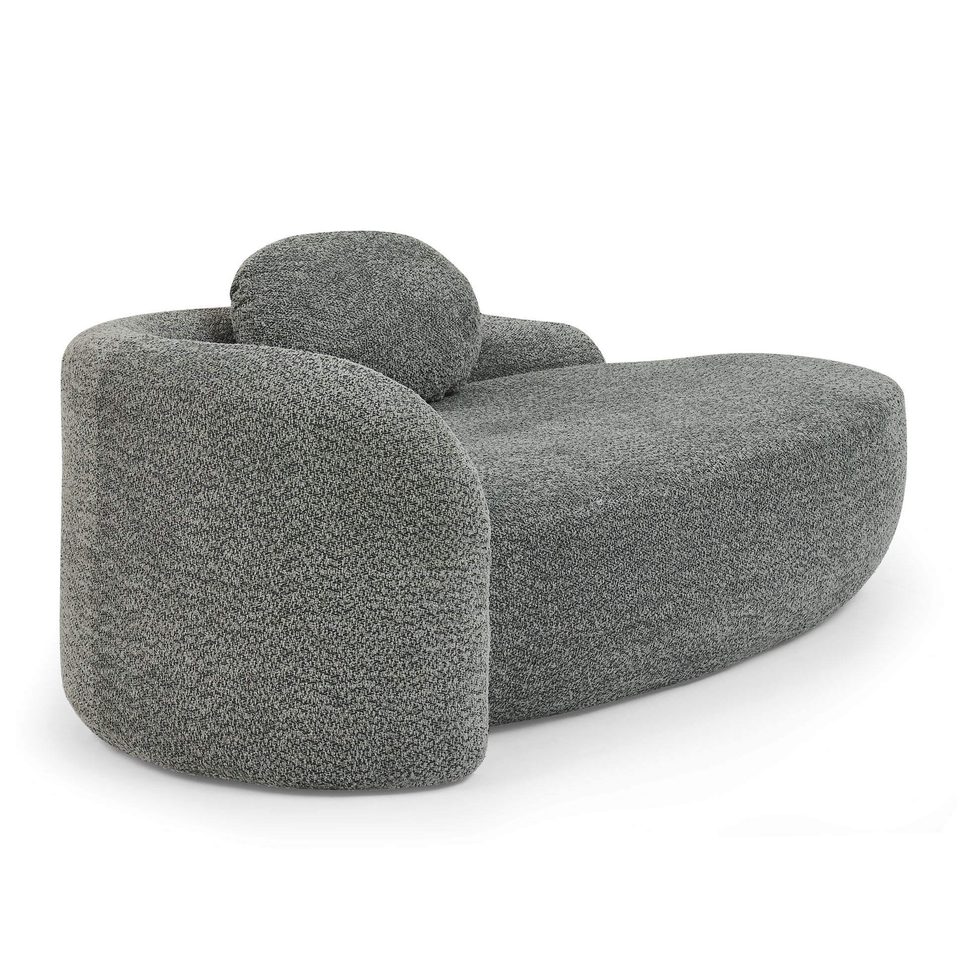 Modern Oval Single Lazy Sofa Chair with Integrated Backrest, Side Armrest and Pillow, Compact Space-Saving Lounge Chair for Living Room Bedroom-Dark Gray image 7