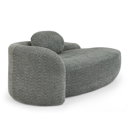 Modern Oval Single Lazy Sofa Chair with Integrated Backrest, Side Armrest and Pillow, Compact Space-Saving Lounge Chair for Living Room Bedroom-Dark Gray image 7