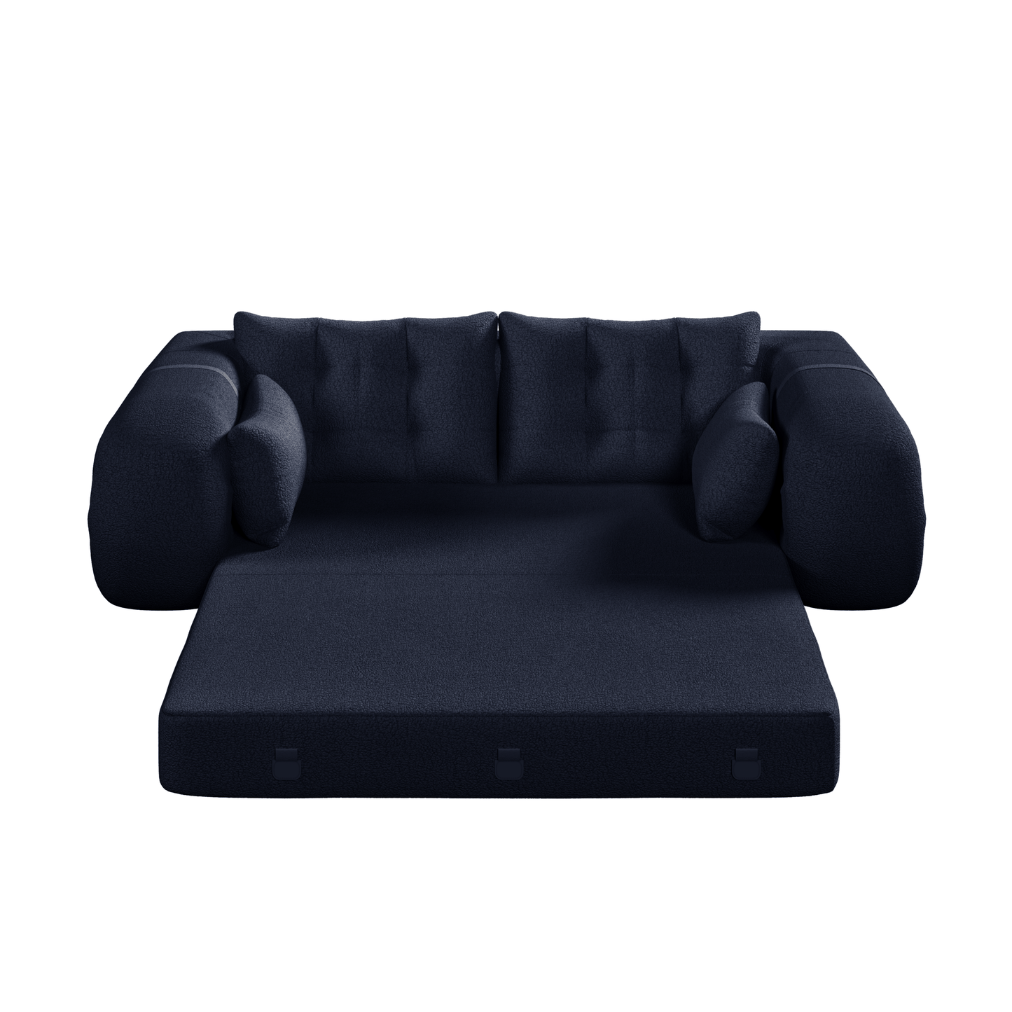 Human Dog Bed, Lazy Sofa Couch, 78.7" Multi-Functional Foldable Sofa Bed, 3-in-1 Sherpa Fleece Fabric Foam-Filled Sleeper Sofa Bed for Living Room,Guest Bed,Playroom,Dark blue image 12