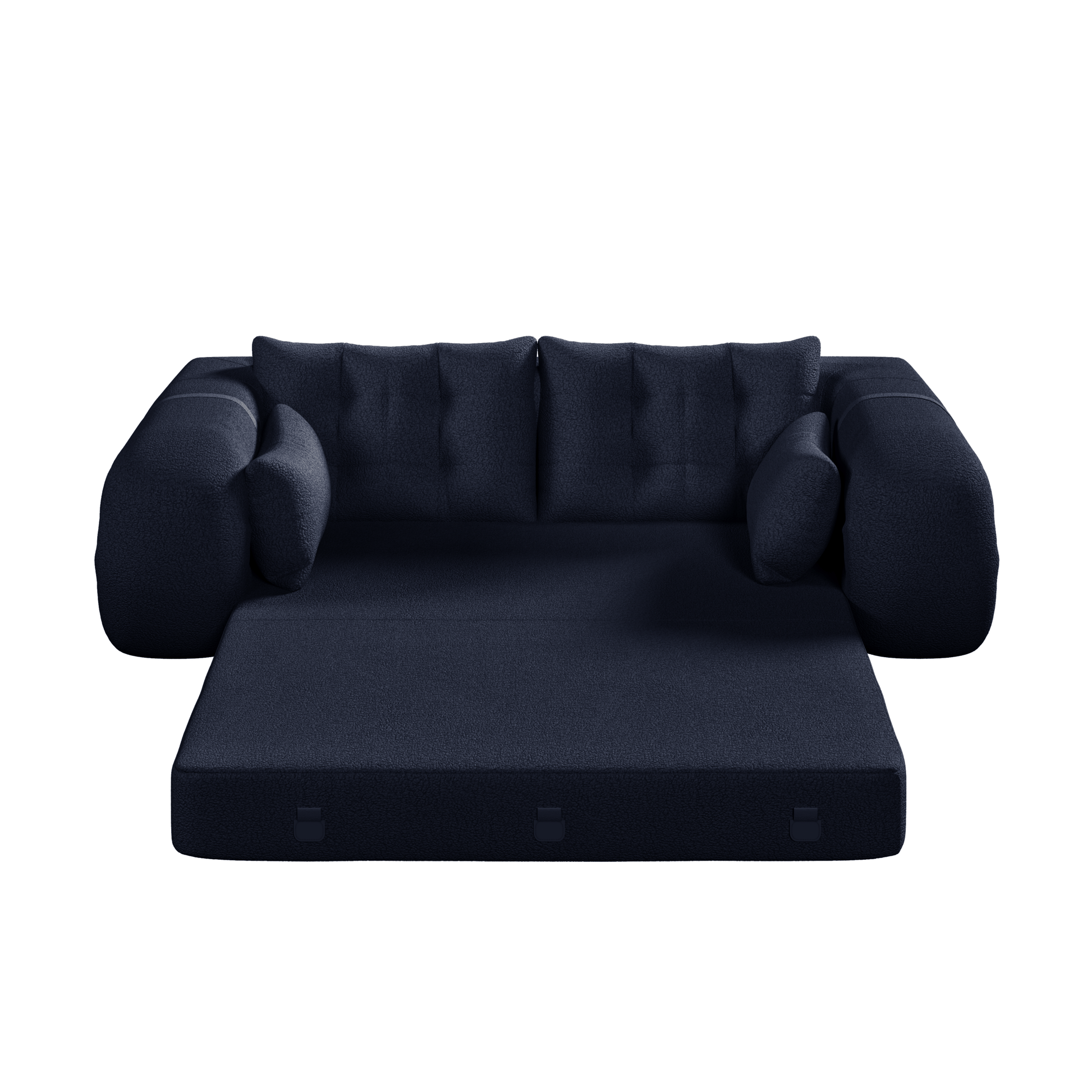 Human Dog Bed, Lazy Sofa Couch, 78.7" Multi-Functional Foldable Sofa Bed, 3-in-1 Sherpa Fleece Fabric Foam-Filled Sleeper Sofa Bed for Living Room,Guest Bed,Playroom,Dark blue image 12