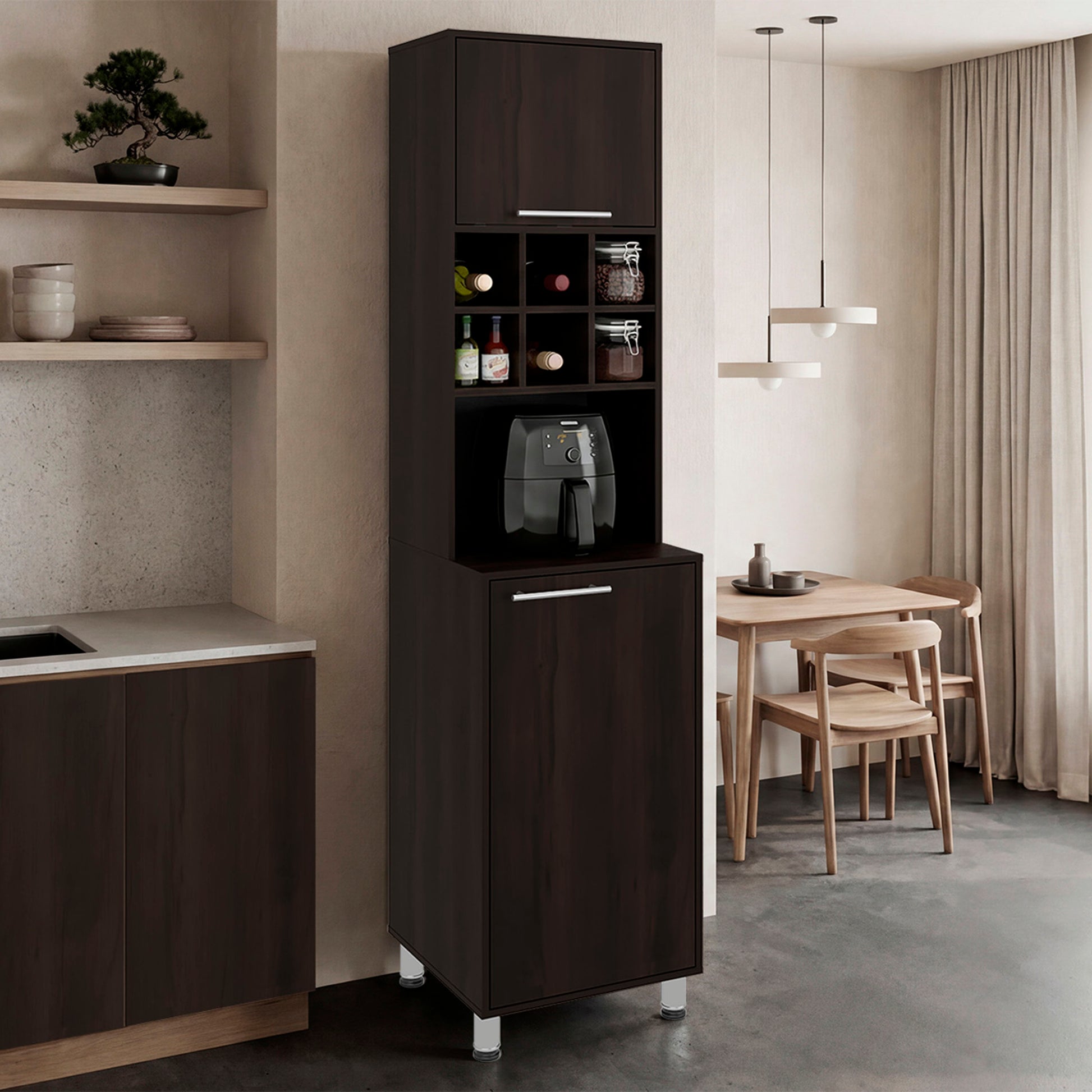 Attica 80" High, Double Door Kitchen Pantry Cabinet with Six Space Cubbies 4 Interior Shelves, Tall Storage Cabinets for Kitchen image 1