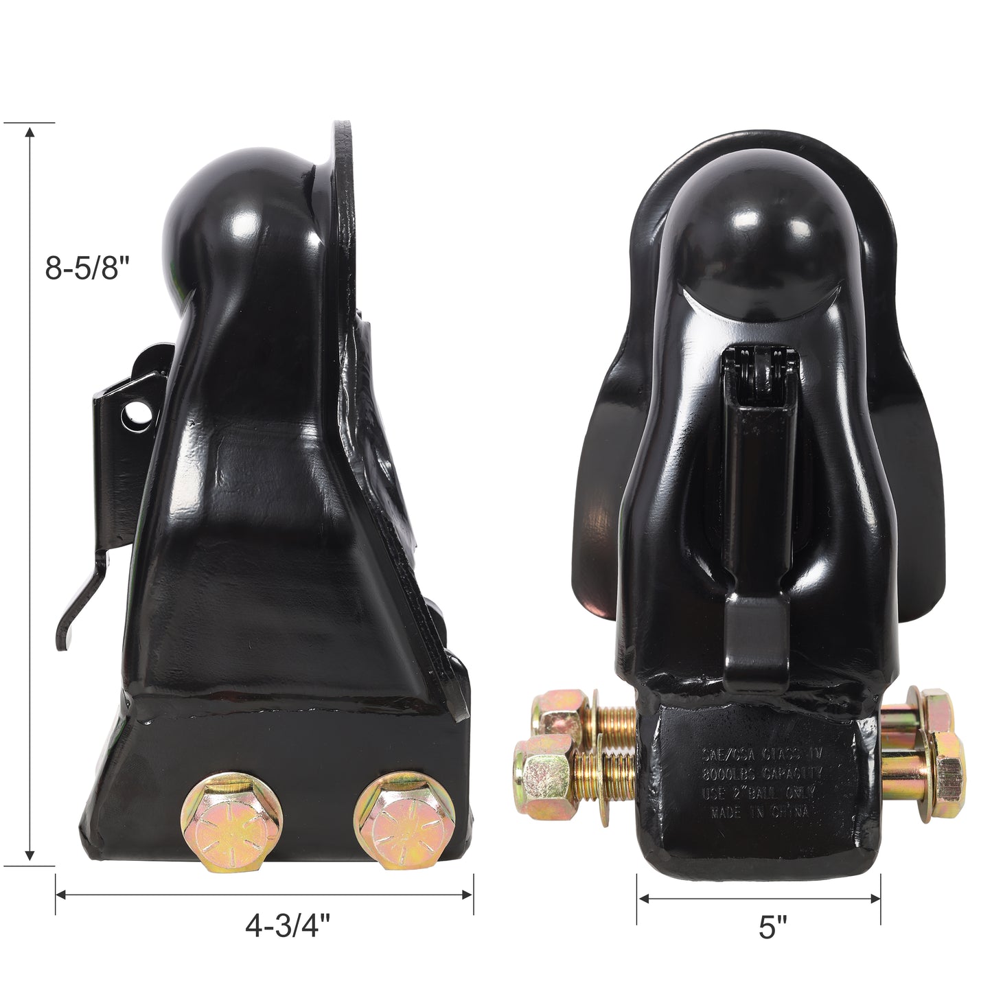Adjustable Trailer Coupler, 360° Sleeve-Lock 2 Inch Towing Hitch, 8000 lbs Heavy Duty Steel Coupler, Black Finish for Boat, RV, Utility Trailer and Trucks image 10