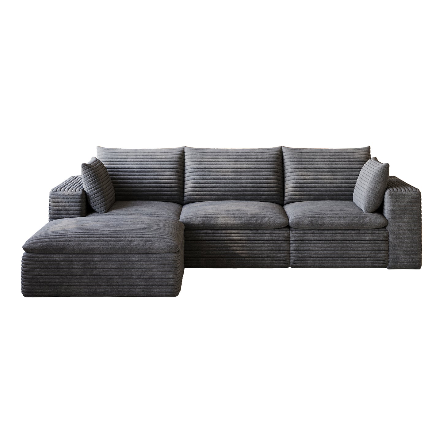 102" Cloud Sofa,Corduroy Fabric,Deep Seat Couches,Double-layer design,Removable Cushion,No Assembly, DIY Combination for Living room, Bedroom,Conference room,Apartment,Dark Grey image 8