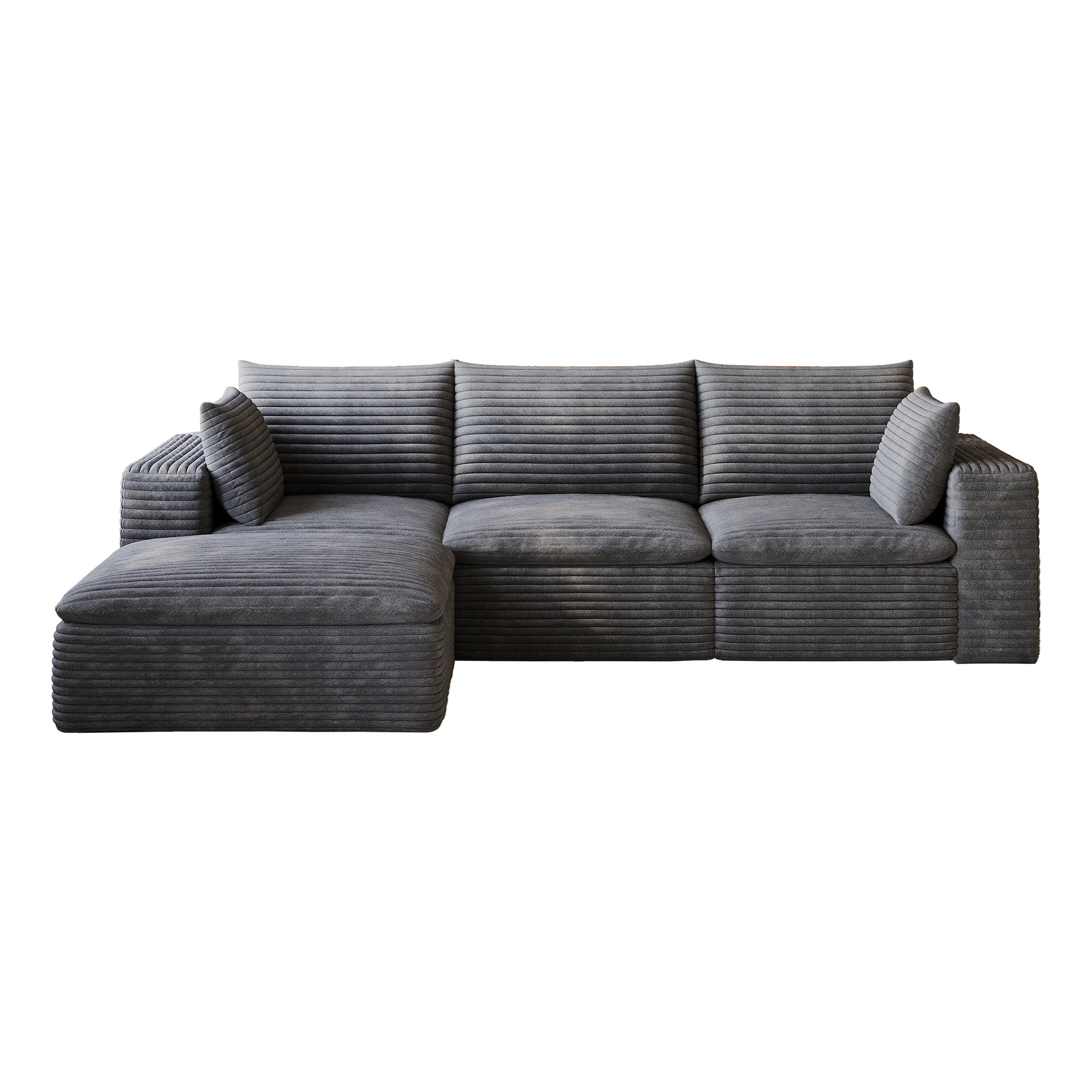 102" Cloud Sofa,Corduroy Fabric,Deep Seat Couches,Double-layer design,Removable Cushion,No Assembly, DIY Combination for Living room, Bedroom,Conference room,Apartment,Dark Grey image 8