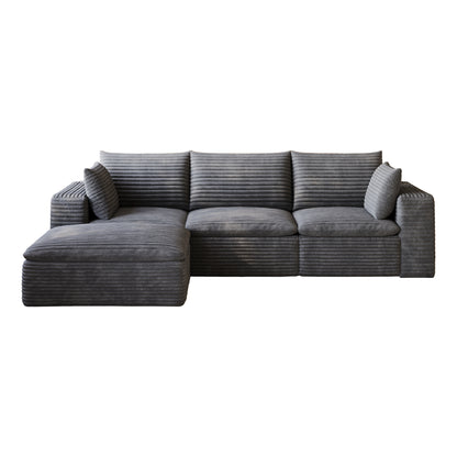 102" Cloud Sofa,Corduroy Fabric,Deep Seat Couches,Double-layer design,Removable Cushion,No Assembly, DIY Combination for Living room, Bedroom,Conference room,Apartment,Dark Grey image 8