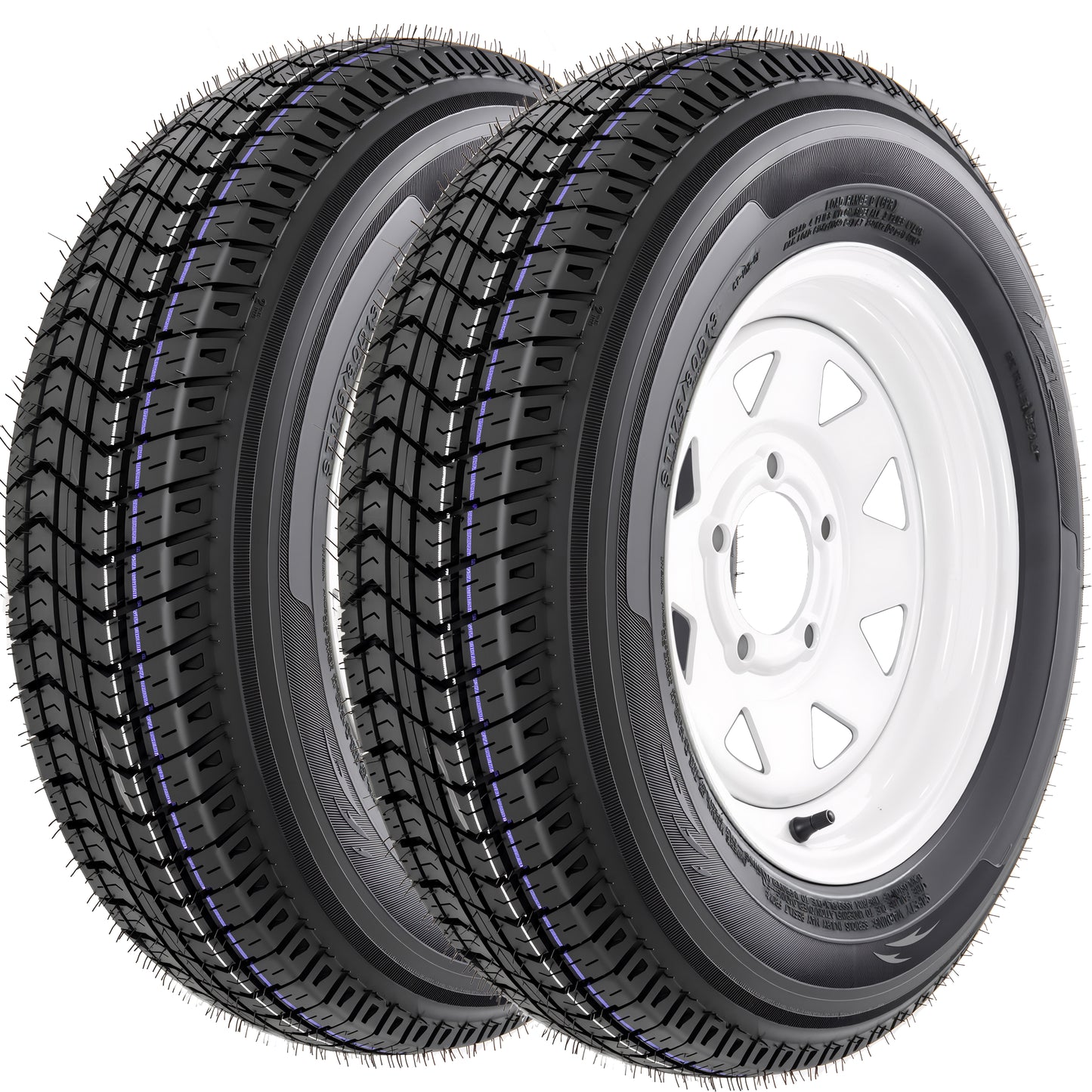 Set of 2 ST175/80D13 Trailer Tires and Wheel Assembly, DOT Approved- Highway Legal,6-Ply Heavy Duty, 13" Rim, 5 Lug on 4.5" PCD, 3.99" Center Bore, 1360 lbs Capacity for Boat, Utility, or Lawn Trailer image 10
