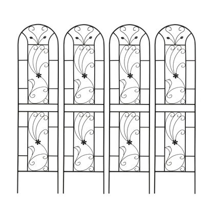 4 Pack Metal Garden Trellis 86.7" x 19.7" Rustproof Trellis for Climbing Plants Outdoor Flower Support Peacock Style Black image 7