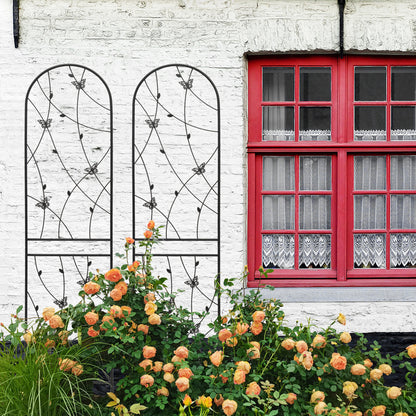 2 Pack Metal Garden Trellis 86.7" x 19.7" Rustproof Trellis for Climbing Plants Outdoor Flower Support Butterfly Deco Black image 6