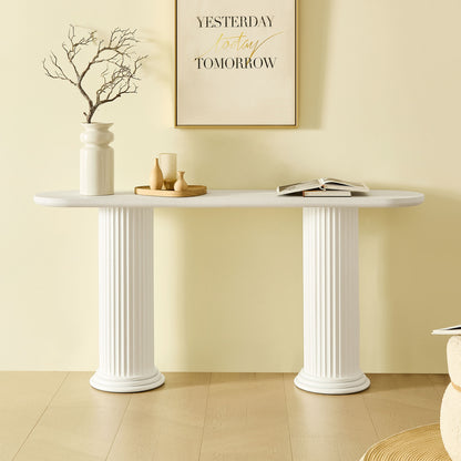 62.99 inch Modern Design Console Table with Roman-style Legs,MDF Entryway Table with Wood Venner for Living Room,Hallway image 1