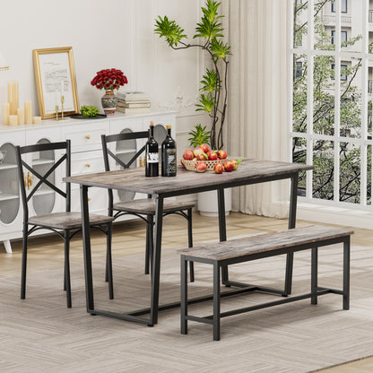 Four-piece set table and chair with backrest, industrial style, solid structure image 2