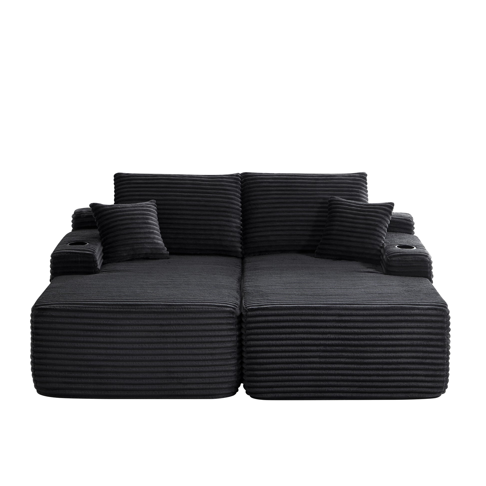 69" Cloud Sectional Couch, L-Shape Chaise with R-Shape Chaise with Deep Seat and Comfortable 2 Seater Couch for Modern Living Room,(Plush Fabric),Black image 7