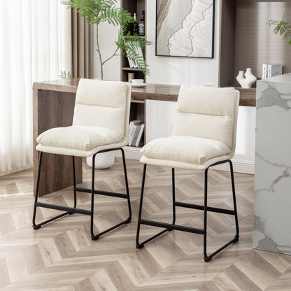 Milos Upholstered 26-inch Counter Height Stools, Set of 2,Vanilla White image 3