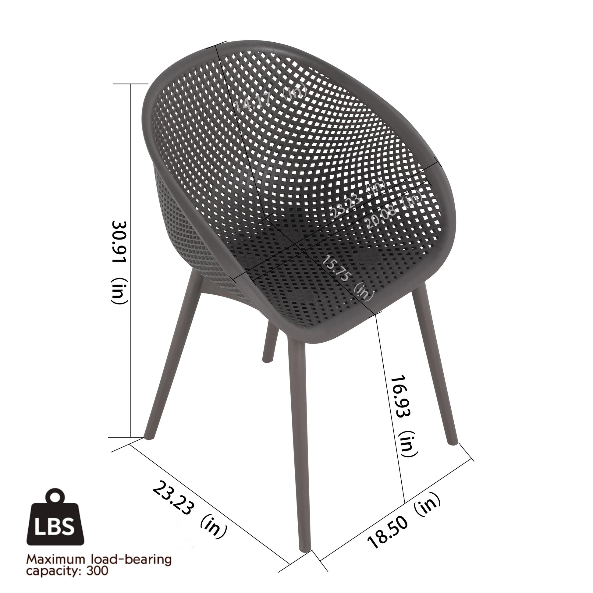 Summer - 2-Pack Warm Grey Modern Lounge Chairs – Indoor/Outdoor All-Weather PP Plastic with 36 Inch Indoor/Outdoor Modern White Round PP Table image 9