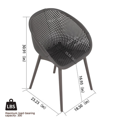 Summer - 2-Pack Warm Grey Modern Lounge Chairs – Indoor/Outdoor All-Weather PP Plastic with 36 Inch Indoor/Outdoor Modern White Round PP Table image 9