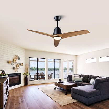 52 inch Decorative Ceiling Fan with Lights,3 Solid Wood Blade, Remote Control, 3CCT Dimmable LED, Timer, 6-Speed Reversible Motor Use for Living Room or Patio image 5