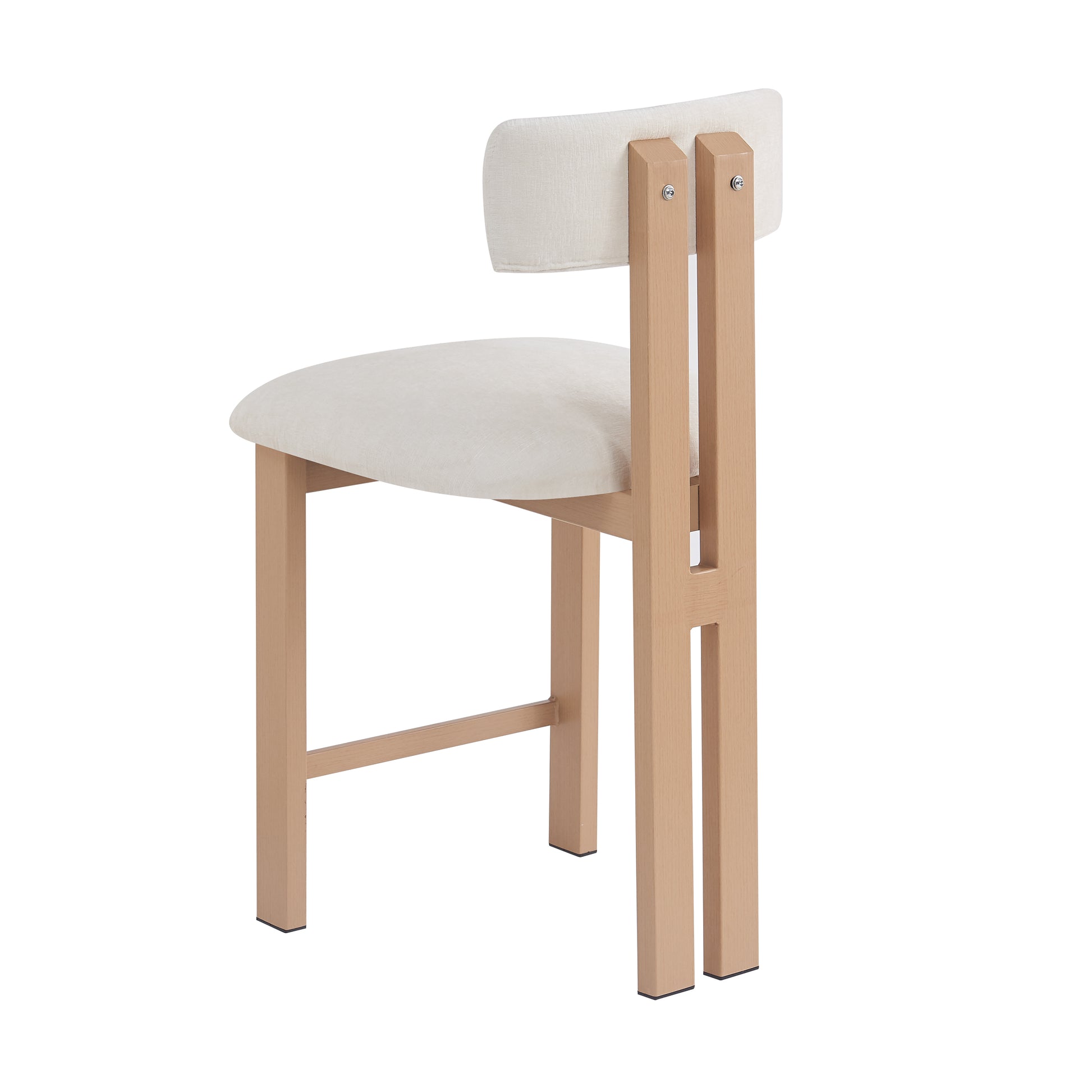 26.5'' Stylish Round Stools with Low Back - Comfortable Upholstered Seat & Natural wood color Metal Frame for Kitchen & Dining image 9