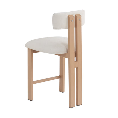 26.5'' Stylish Round Stools with Low Back - Comfortable Upholstered Seat & Natural wood color Metal Frame for Kitchen & Dining image 9