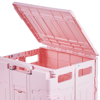 Foldable Cart with Stair Climbing Wheels Collapsible Rolling Crate 65L image 9