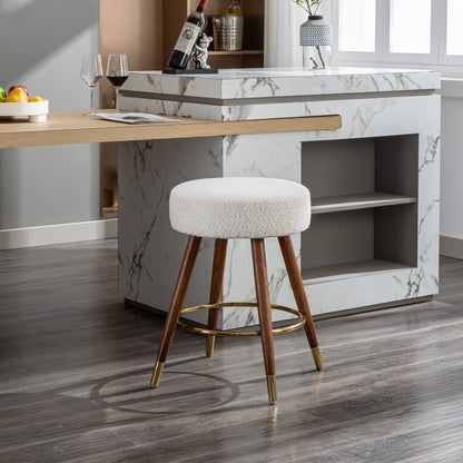 MoMo Boucle Upholstered Counter Height Stool, 360° Swivel image 1