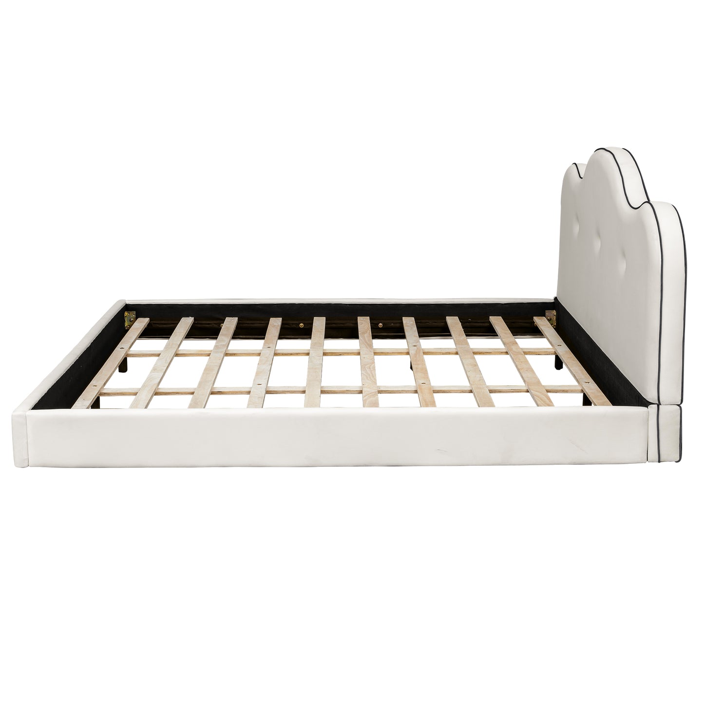 King Size Upholstered Platform Bed, Beige image 11