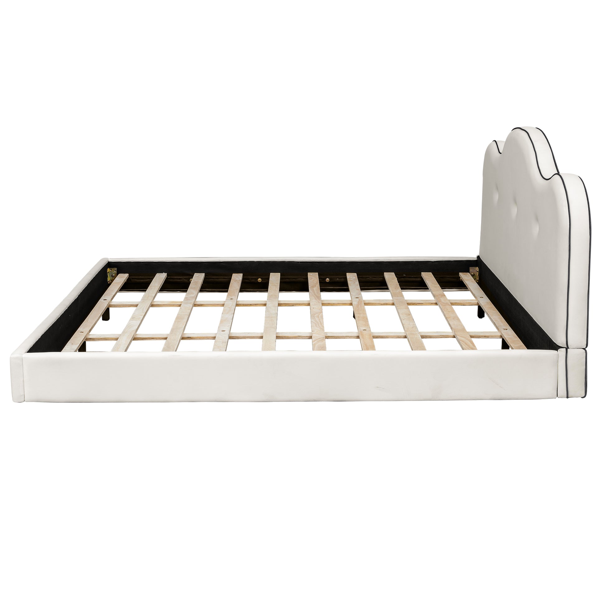 King Size Upholstered Platform Bed, Beige image 11